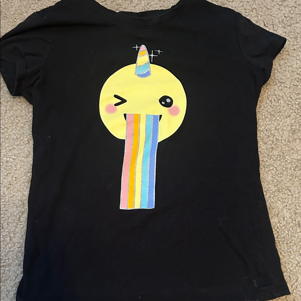 Kids Black Emoji Graphic T-Shirt